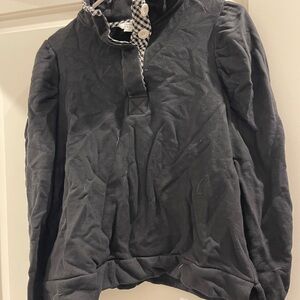 Crown & Ivy Charcoal Hoodie with Gingham Collar